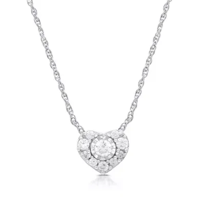 Lab Created 0.25 Round Lab-Grown Diamond Sterling Silver Heart Cluster Pendant