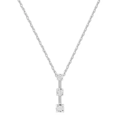 Lab Created 0.10 CTW Round Lab-Grown Diamond Three Stone Sterling Silver Pendant by Diamond Essentials
