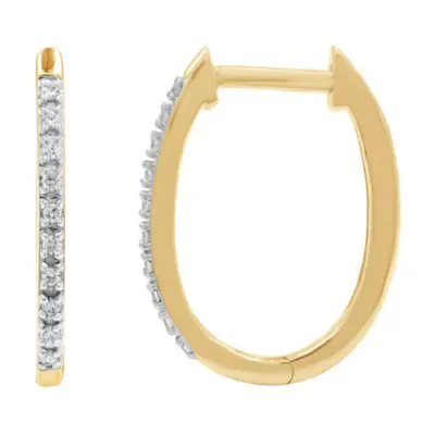 Lab Created 0.10 CTW Lab-Grown Diamond Yellow Gold Over Silver Hoop Earrings
