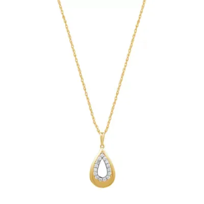 Lab Created 0.25 CTW Lab-Grown Diamond Yellow Gold Over Silver Pear Shaped Halo Pendant, 18 In by Diamond Essentials