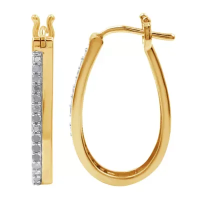 Lab Created 0.25 CTW Lab-Grown Diamond Yellow Gold Over Silver Huggie Hoop Earrings by Diamond Essentials