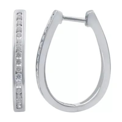Lab Created 0.50 CTW Lab-Grown Diamond Sterling Silver Hoop Earrings