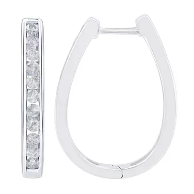 Lab Created 1.00 CTW Lab-Grown Diamond Sterling Silver Hoop Earrings by Diamond Essentials