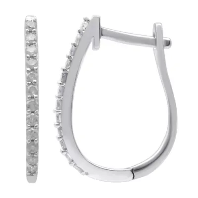 Lab Created 0.25 CTW Lab-Grown Diamond Slim Sterling Silver Hoop Earrings