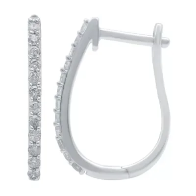 Lab Created 0.50 CTW Lab-Grown Diamond Slim Sterling Silver Hoop Earrings