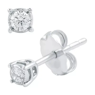 Lab Created 0.10 CTW Lab-Grown Diamond Sterling Silver Miracle Plate Stud Earrings