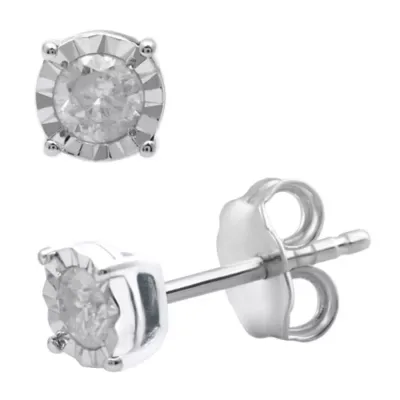 Lab Created Lab-Grown Diamond Accent Miracle Plate Stud Earrings by Diamond Essentials