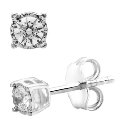 Lab Created Lab Grown Diamond Miracle Plate Stud Earrings