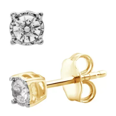 Lab Created Lab Grown Diamond Miracle Plate Stud Earrings