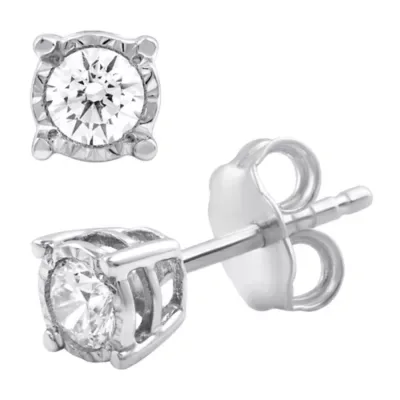 Lab Created 1/3 CTW Lab-Grown Diamond Sterling Silver Miracle Plate Stud Earrings by Diamond Essentials