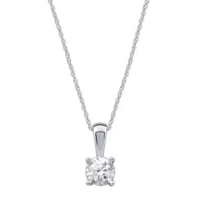 Lab Created 1/5 CTW Round Lab-Grown Diamond Solitaire Miracle Plate Sterling Silver Pendant, 18 In by Diamond Essentials
