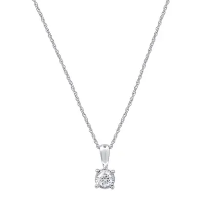 Lab Created 0.25 CTW Round Lab-Grown Diamond Solitaire Miracle Plate Sterling Silver Pendant, 18 In by Diamond Essentials