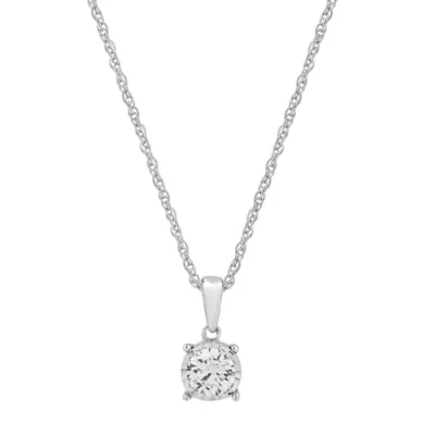 Lab Created 0.50 CTW Round Lab-Grown Diamond Solitaire Miracle Plate Sterling Silver Pendant, 18 In by Diamond Essentials