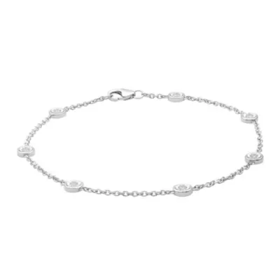 Lab Created 0.25 CTW Round Lab-Grown Diamond Sterling Silver Bezel Bracelet, 7.5 In by Diamond Essentials