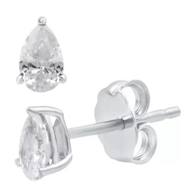 Lab Created 0.50 CTW Pear Cut Lab-Grown Diamond Sterling Silver Stud Earrings by Diamond Essentials