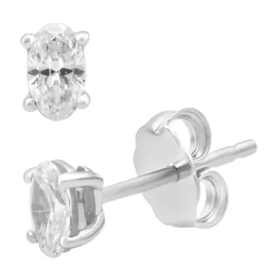 Lab Created 0.50 CTW Oval Cut Lab-Grown Diamond Sterling Silver Stud Earrings by Diamond Essentials