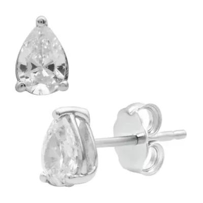 Lab Created 1.00 CTW Pear Cut Lab-Grown Diamond Sterling Silver Stud Earrings by Diamond Essentials