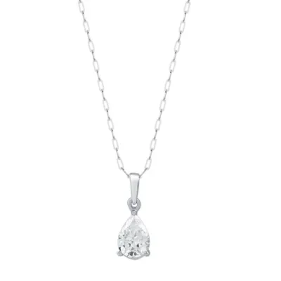 Lab Created 1.00 CTW Lab-Grown Diamond Solitaire Sterling Silver Pendant, 18 In by Diamond Essentials