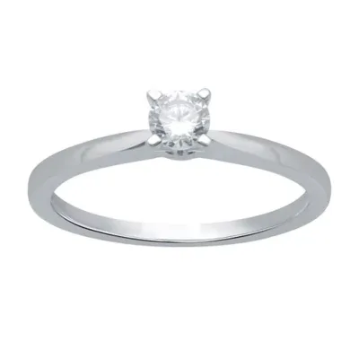 Lab Created 0.25 CTW Round Lab-Grown Diamond Solitaire Sterling Silver Ring by Diamond Essentials