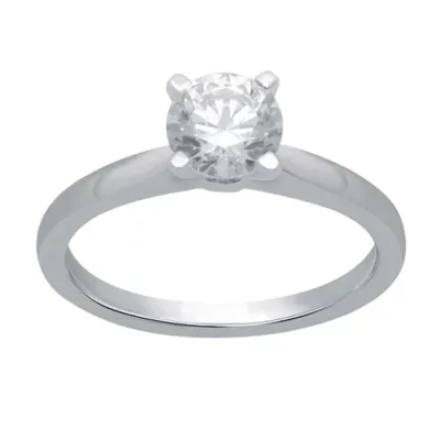 Lab Created 1.00 CTW Round Lab-Grown Diamond Solitaire Sterling Silver Ring by Diamond Essentials