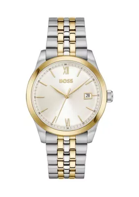 Langford Two-Tone White Dial Watch by Hugo Boss