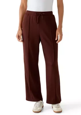 Slim Wide Leg Knit Pants with Pintucks