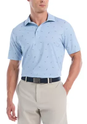 Lightning Print Golf Polo Shirt