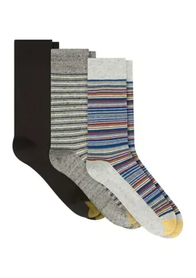 Frankie Striped Crew Socks 3 Pack by Gold Toe