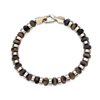 Stainless Steel and Natural Stone Beaded Bracelet by Lynx