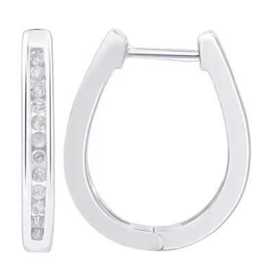 Lab Created 0.25 CTW Lab-Grown Diamond Sterling Silver Huggie Hoop Earrings