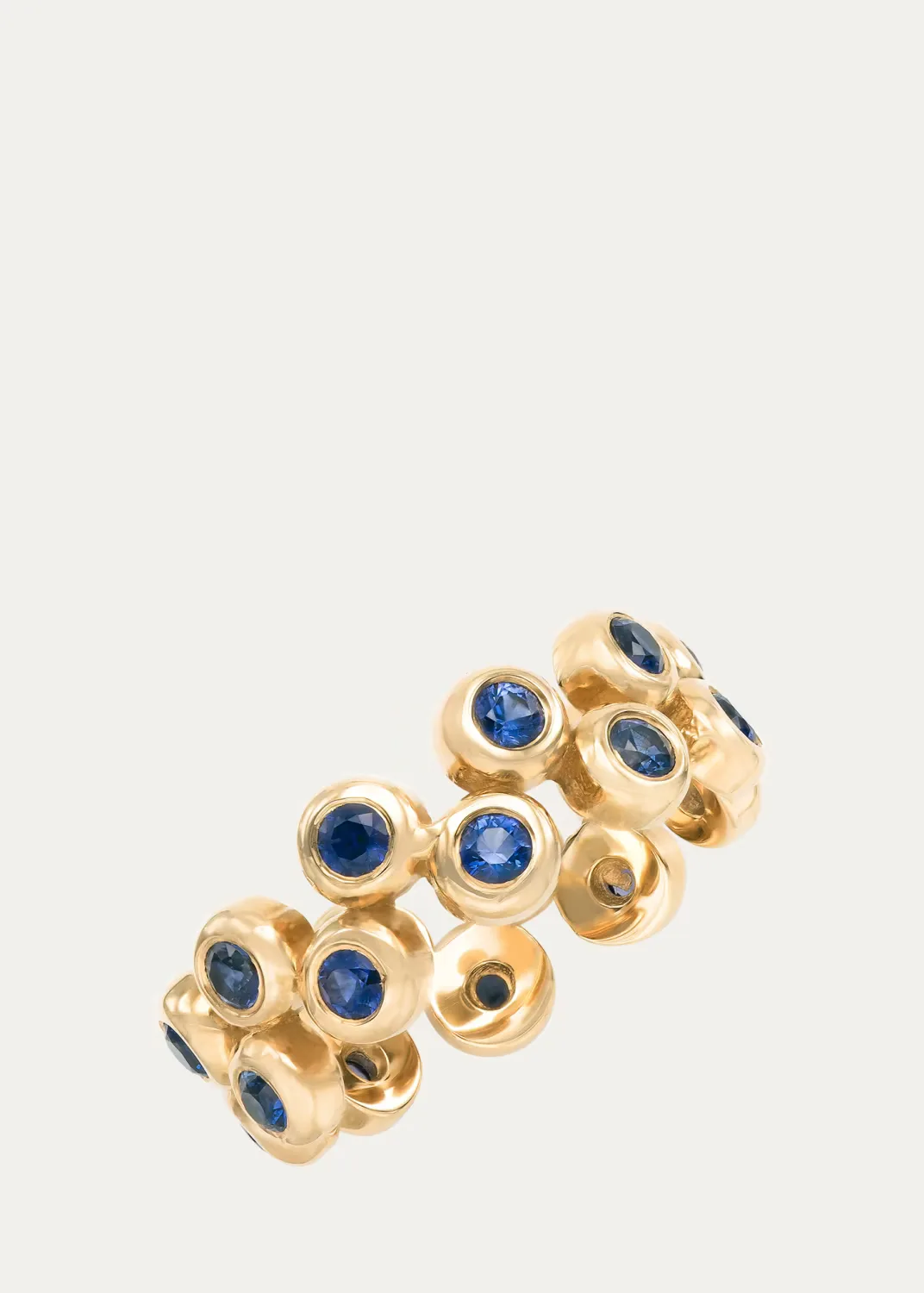 14K Yellow Gold Floating Ring Set with Blue Sapphires by Audrey C. Jewels