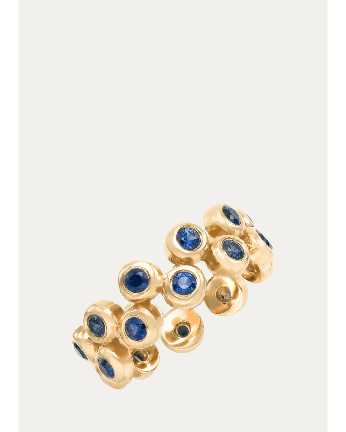14K Yellow Gold Floating Ring Set with Blue Sapphires by Audrey C. Jewels