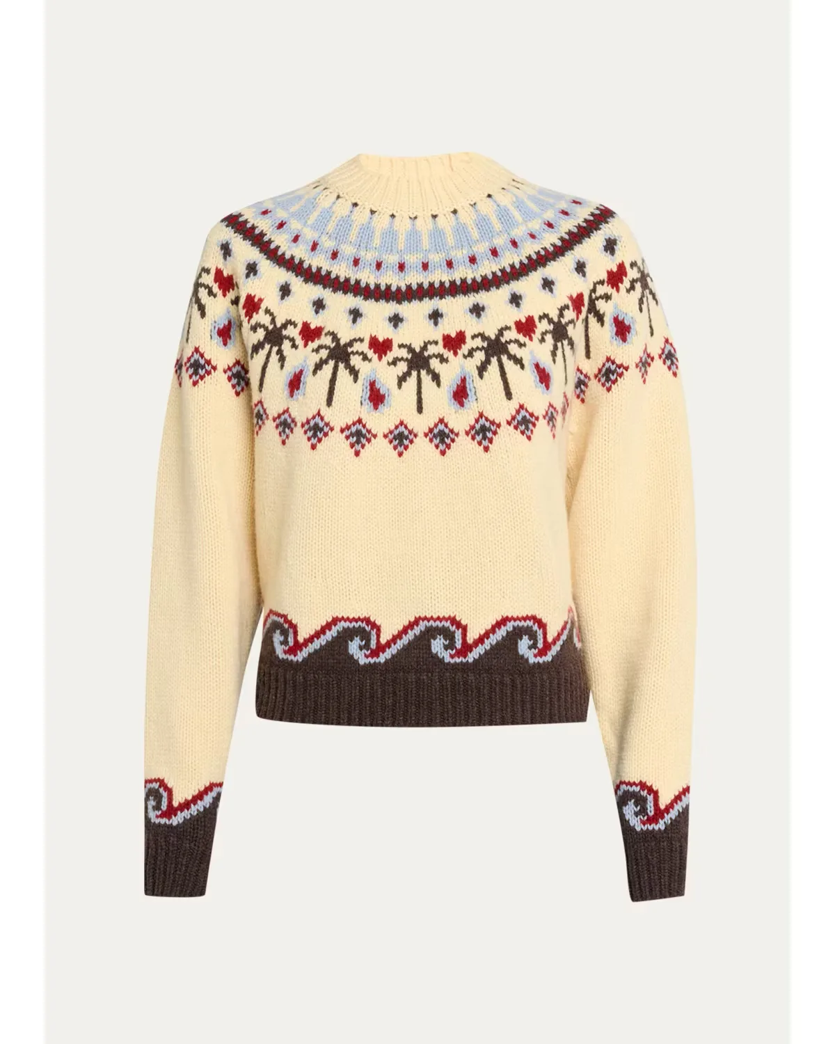 Sweet Winter Fair-Isle Wool Knit Crewneck Sweater by Alanui