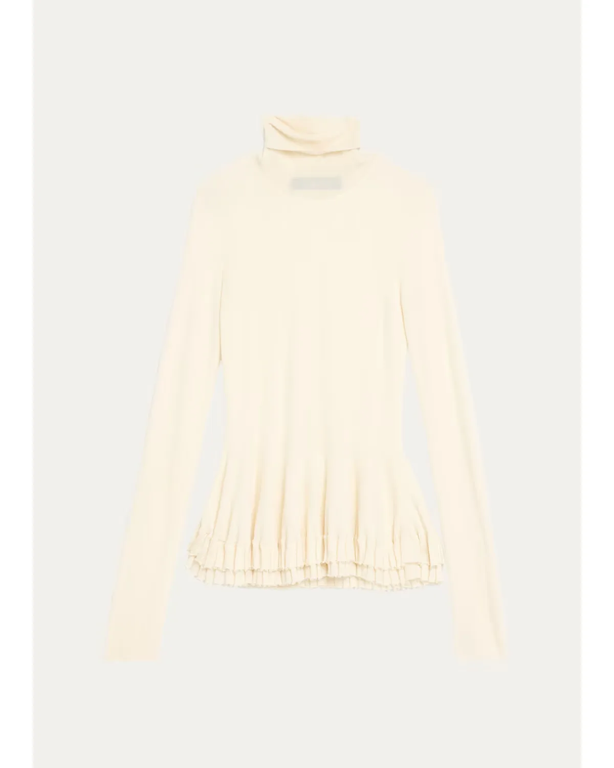 New Diamond Merino Wool-Silk Turtleneck Ruffle Top by ASHLYN