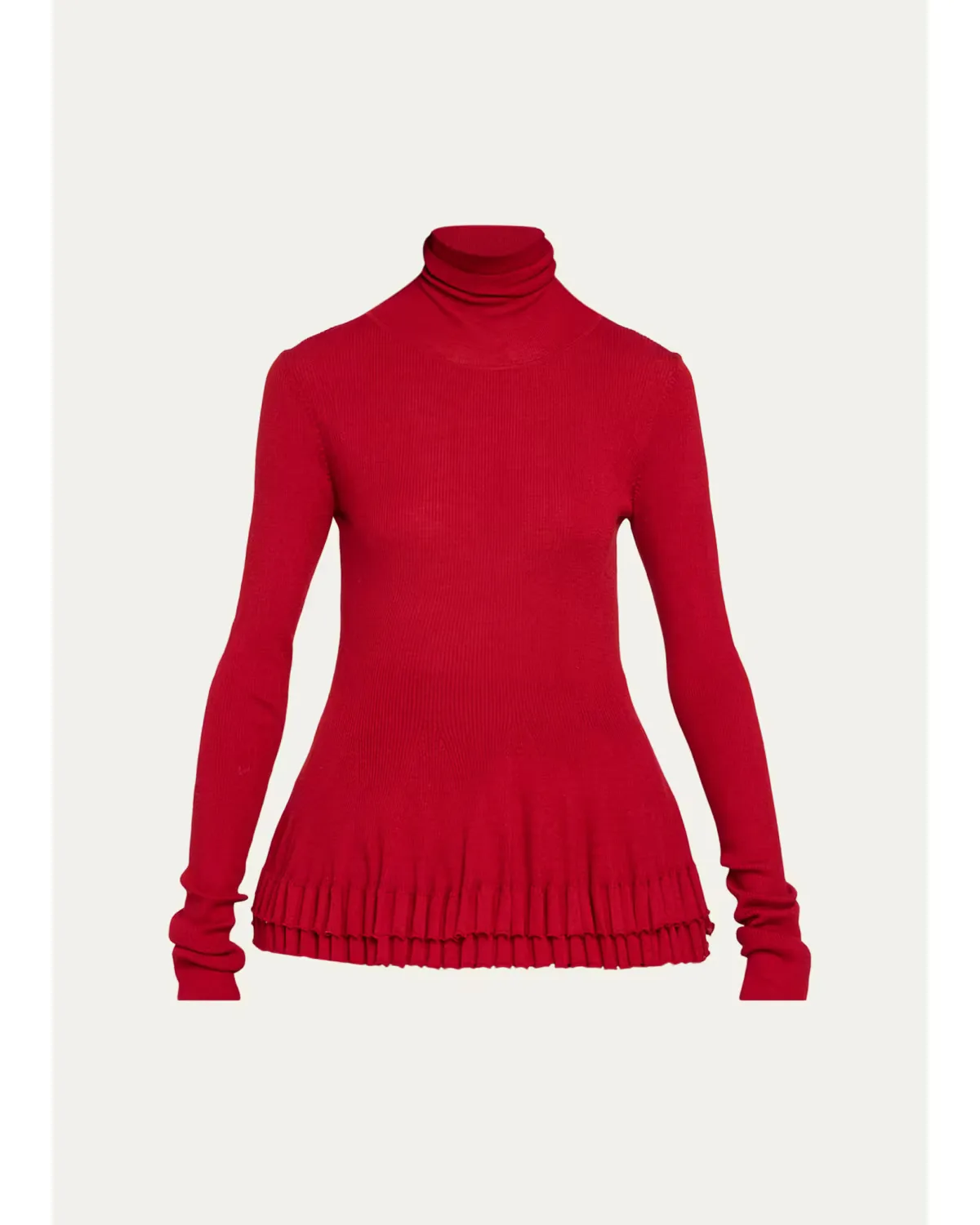 New Diamond Ruffled Turtleneck Merino Wool-Silk Top by ASHLYN