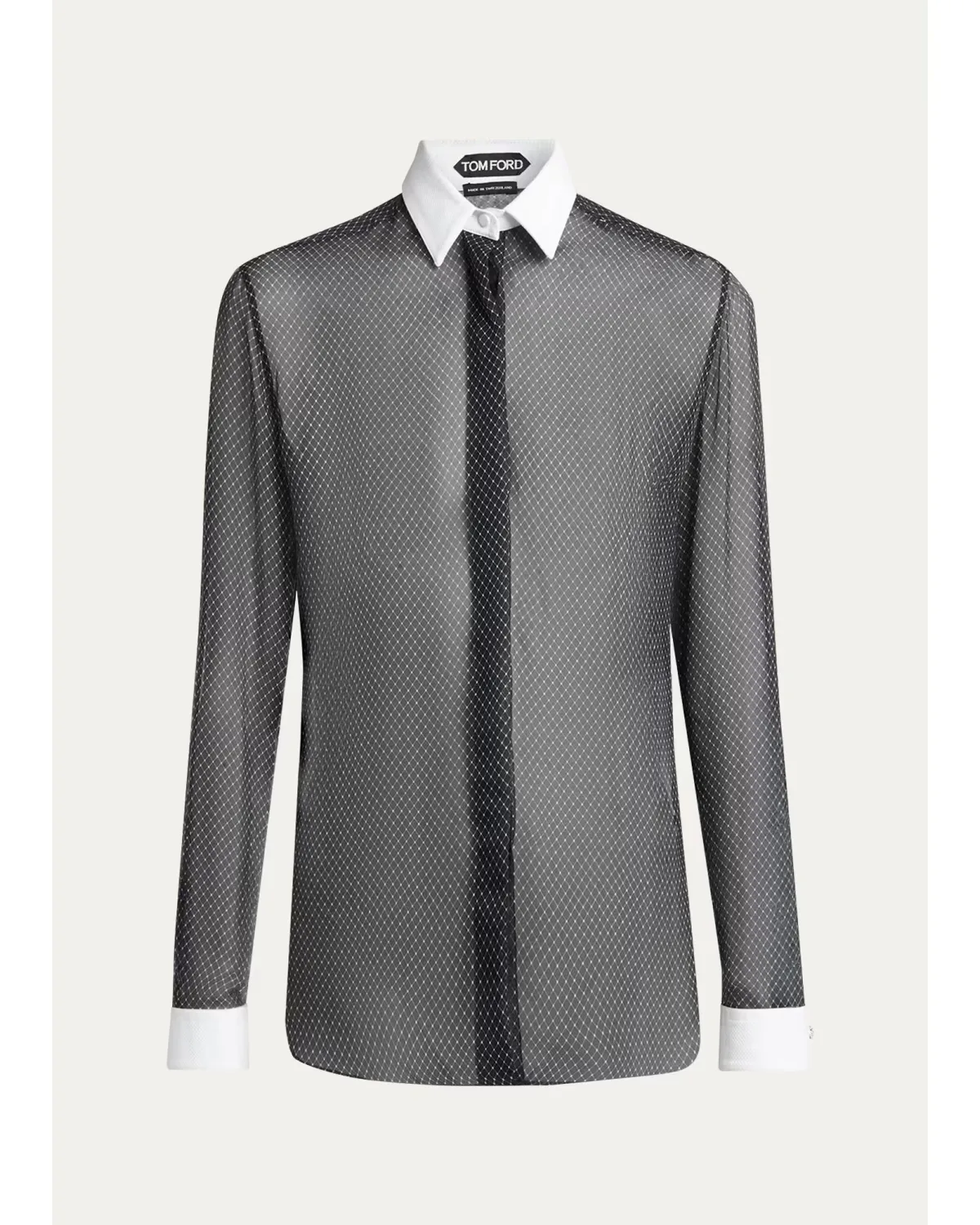 Net-Print Losange Silk Chiffon Button-Down Shirt by Tom Ford