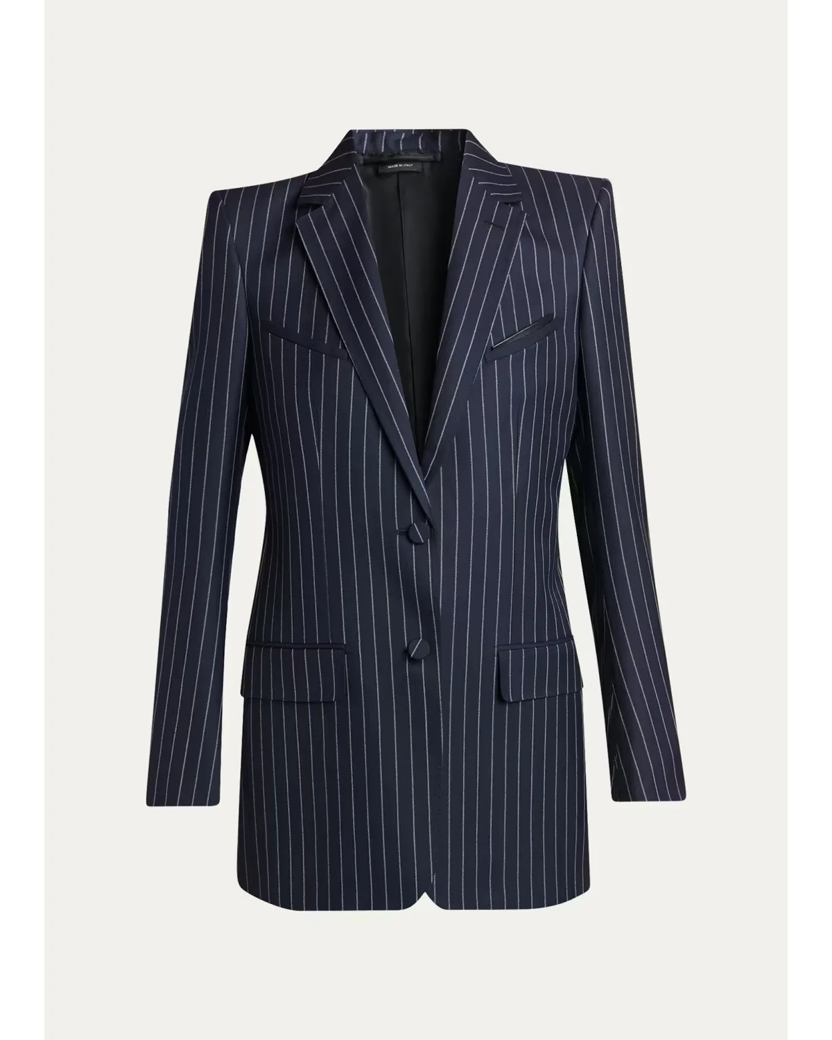 Corded Chalkstripe Wool Single-Breasted Western Jacket