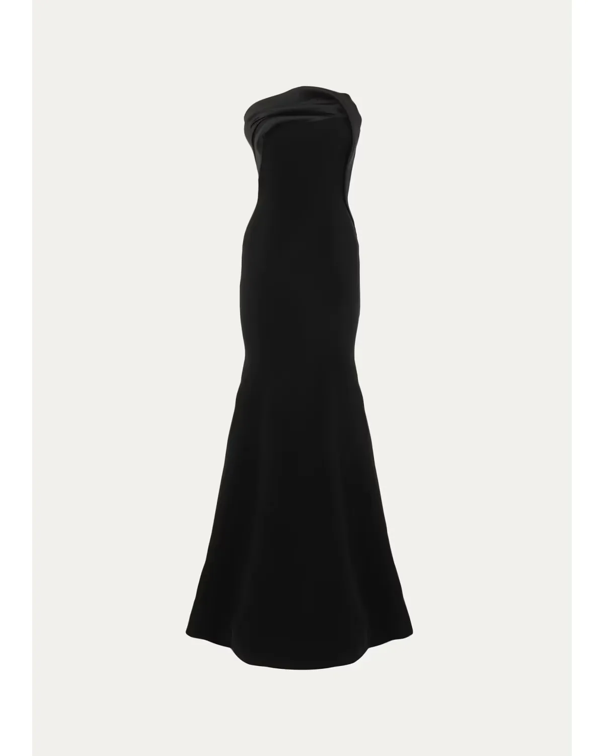 Organza Trim Strapless Trumpet Gown