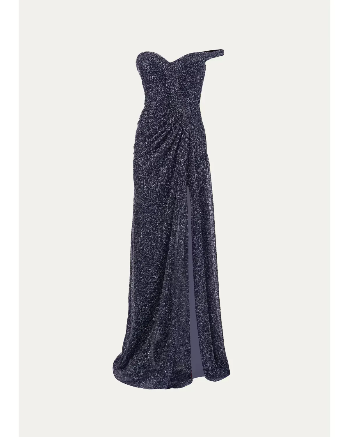 One-Shoulder Sparkling Beaded Slit Gown by Gaurav Gupta