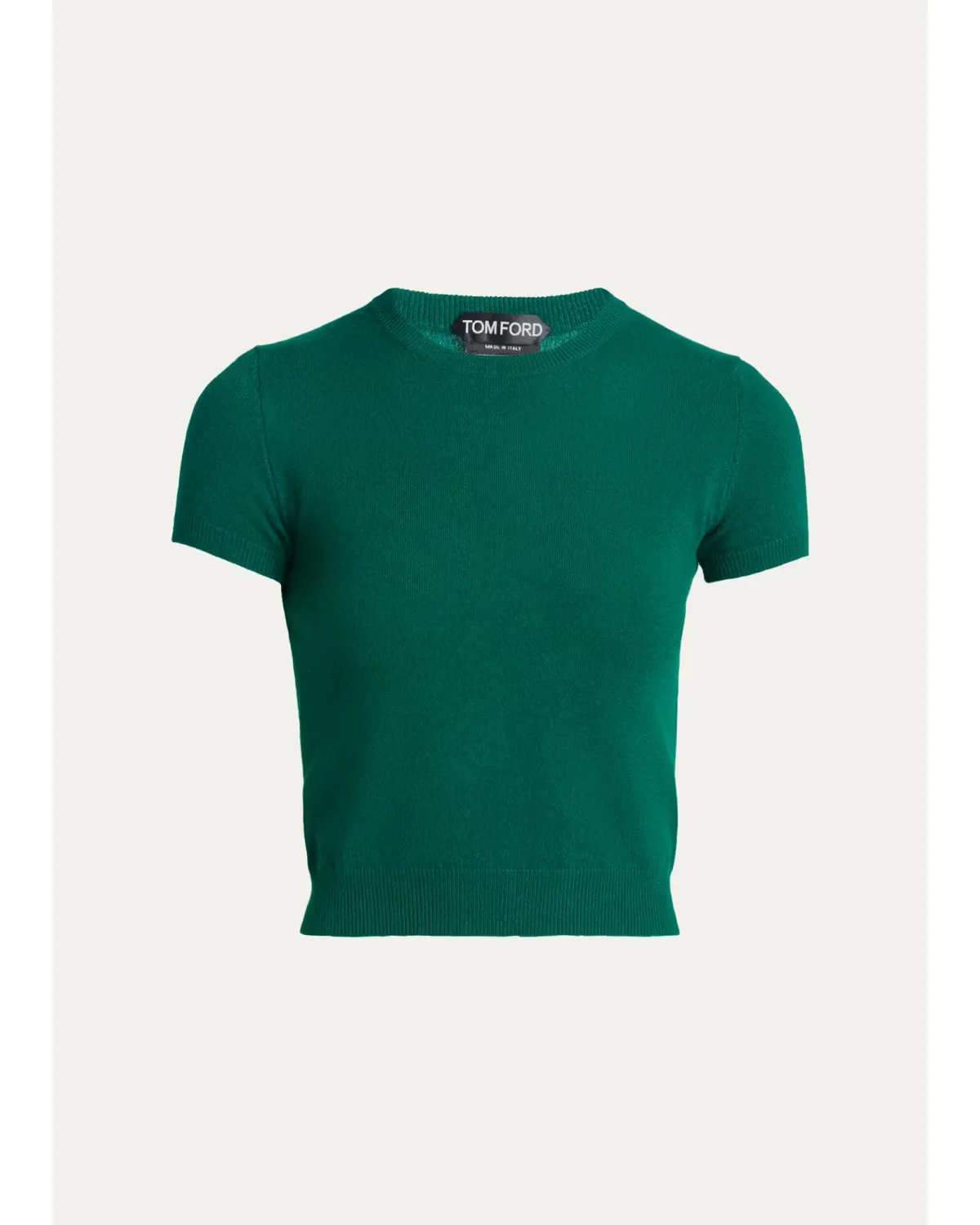 Vintage Washed Cashmere Short-Sleeve Crop Sweater by Tom Ford