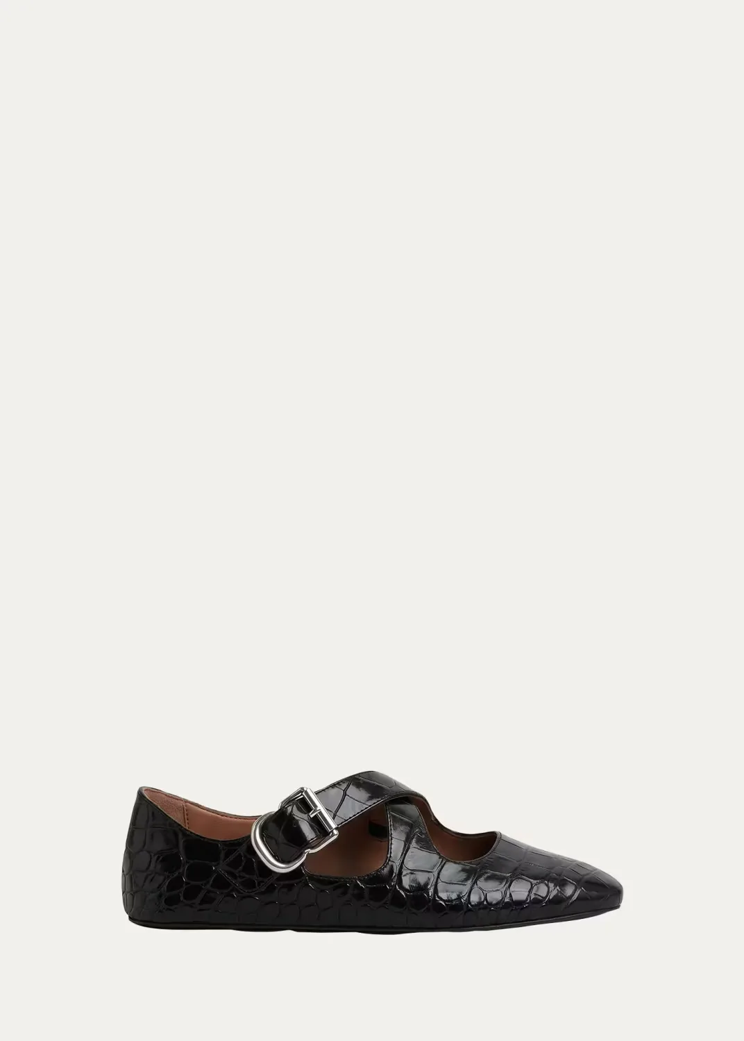 Croc-Embossed Leather Crisscross Ballerina Flats by ALAA