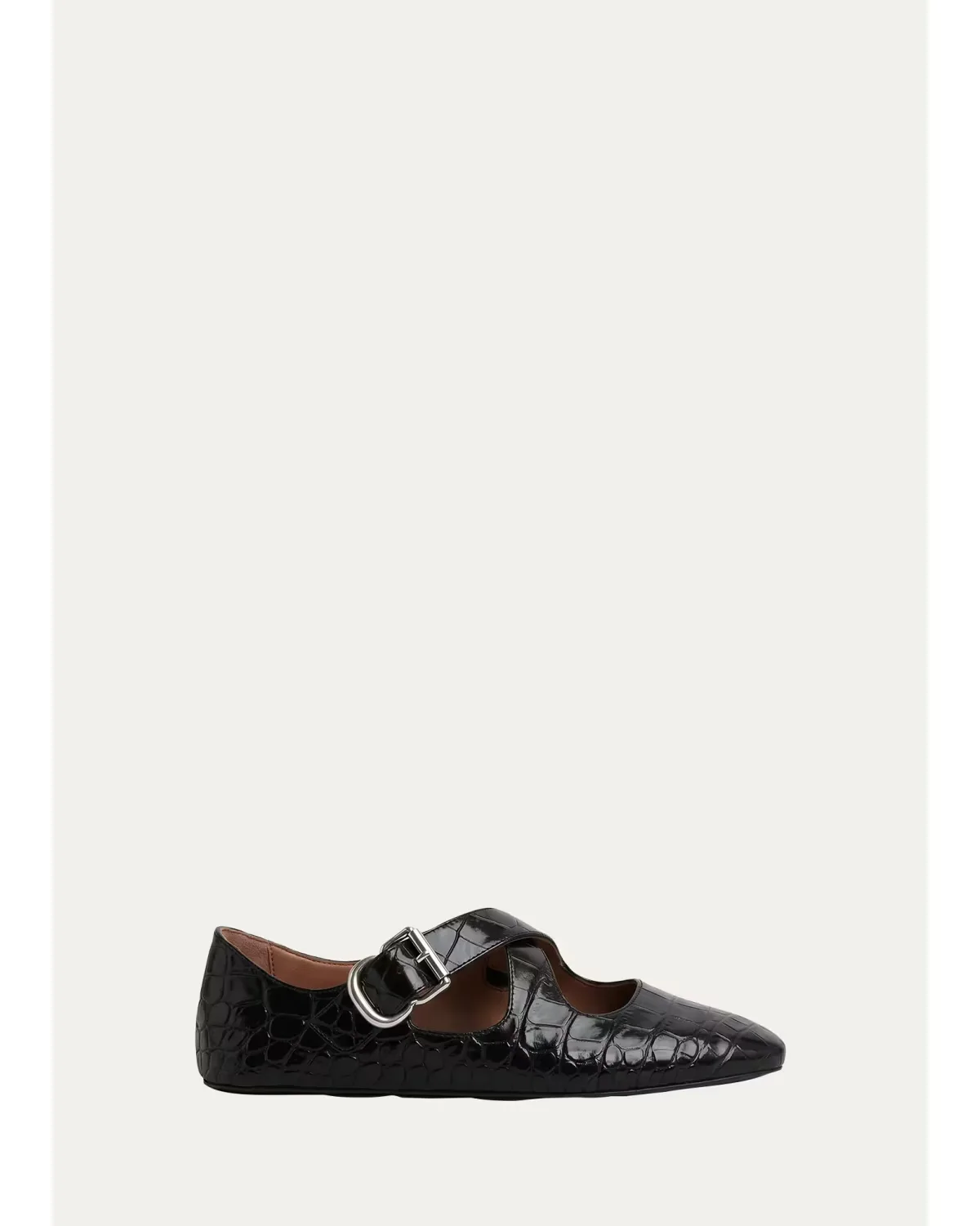 Croc-Embossed Leather Crisscross Ballerina Flats by ALAA