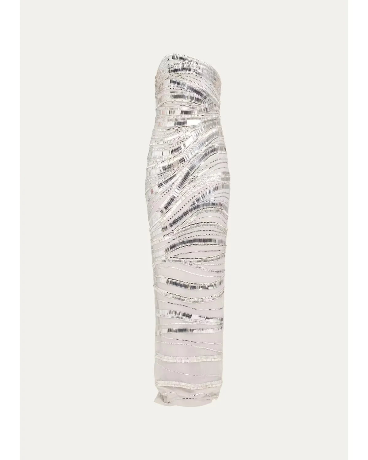Wave Beaded Tulle Strapless Column Gown by Pamella Roland
