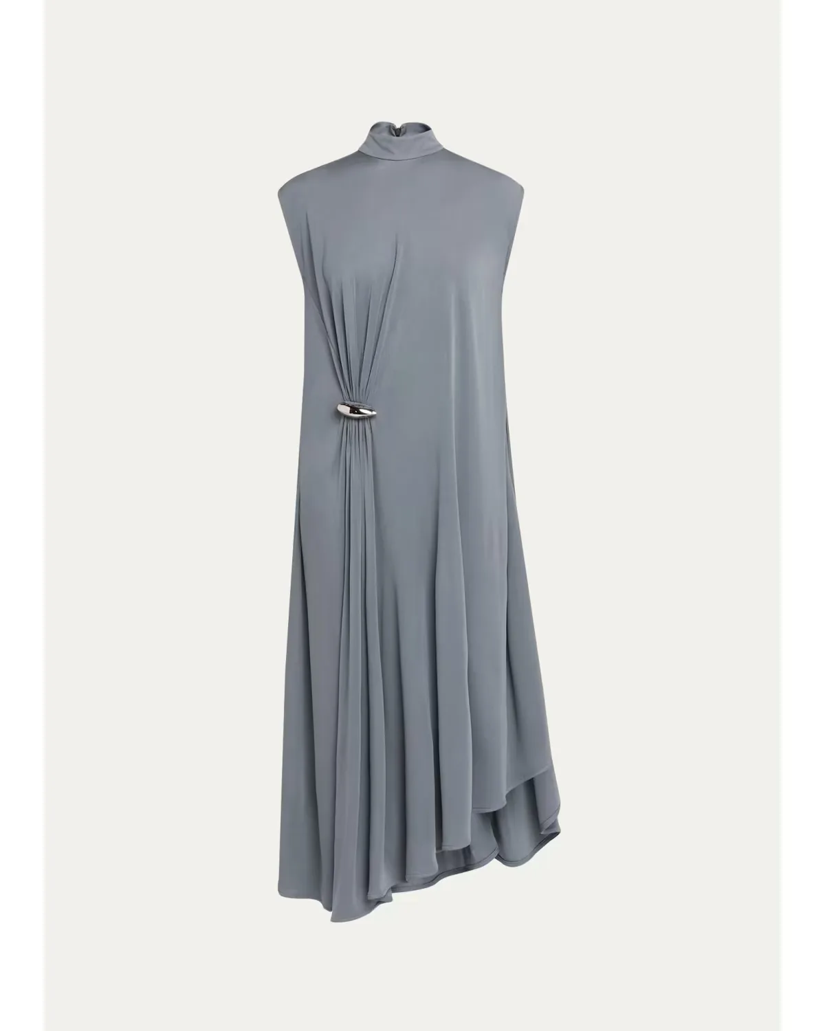 Jersey Crpe Brooch Asymmetric Midi Dress by Bottega Veneta