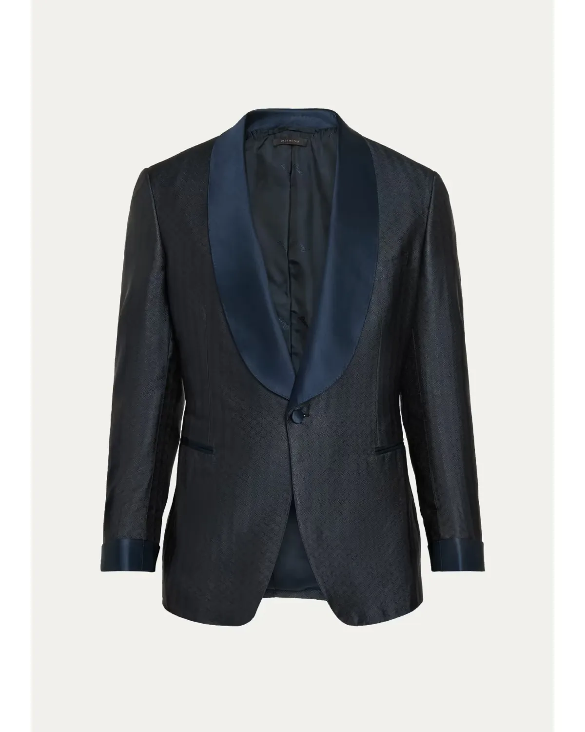 Wool Jacquard Shawl-Lapel Single-Button Dinner Jacket by Brioni