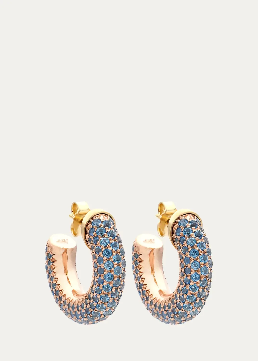 18K Barbarella Hoop Earrings with Blue Topaz by FARAONE MENNELLA by R.F.M.A.S.