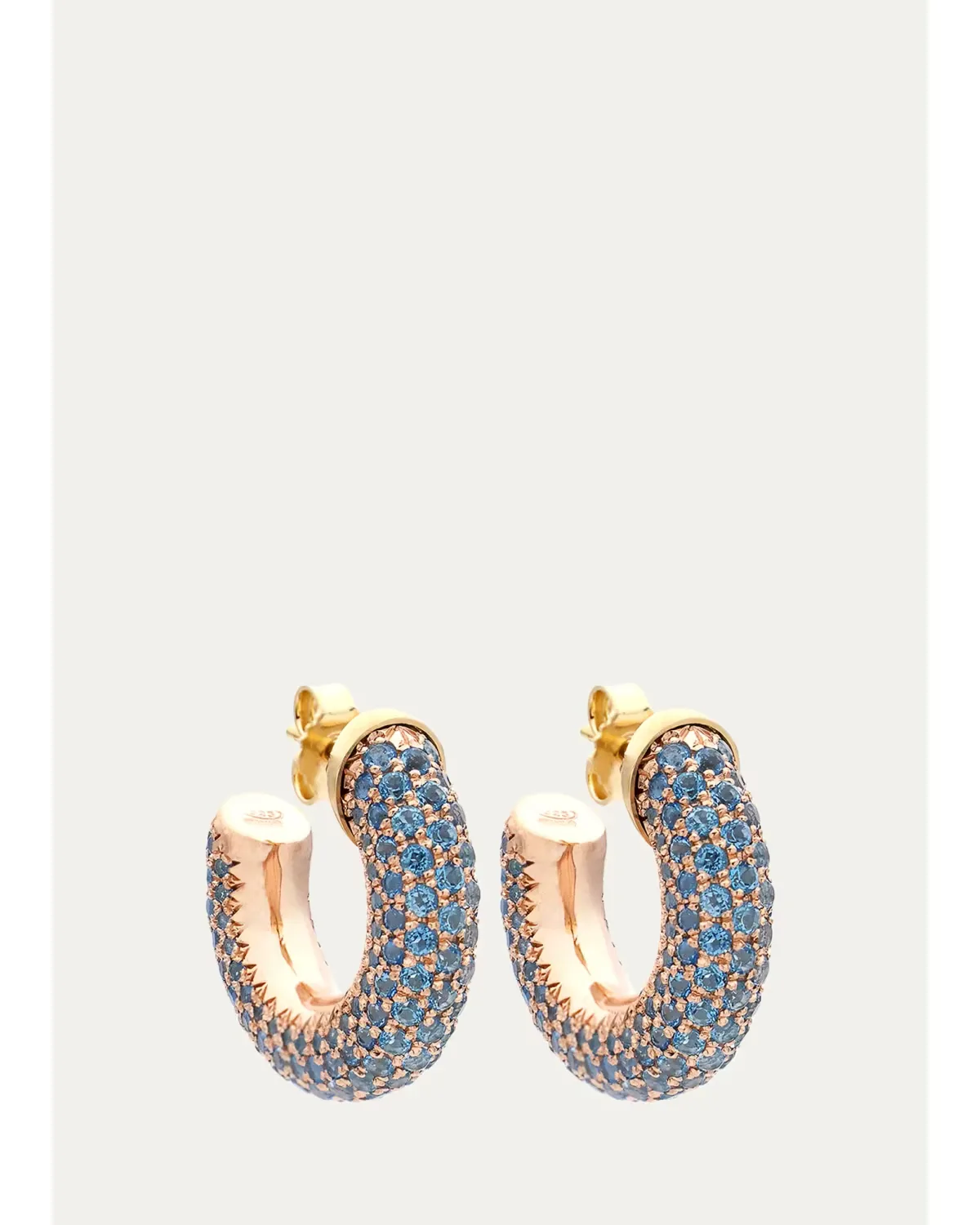 18K Barbarella Hoop Earrings with Blue Topaz by FARAONE MENNELLA by R.F.M.A.S.