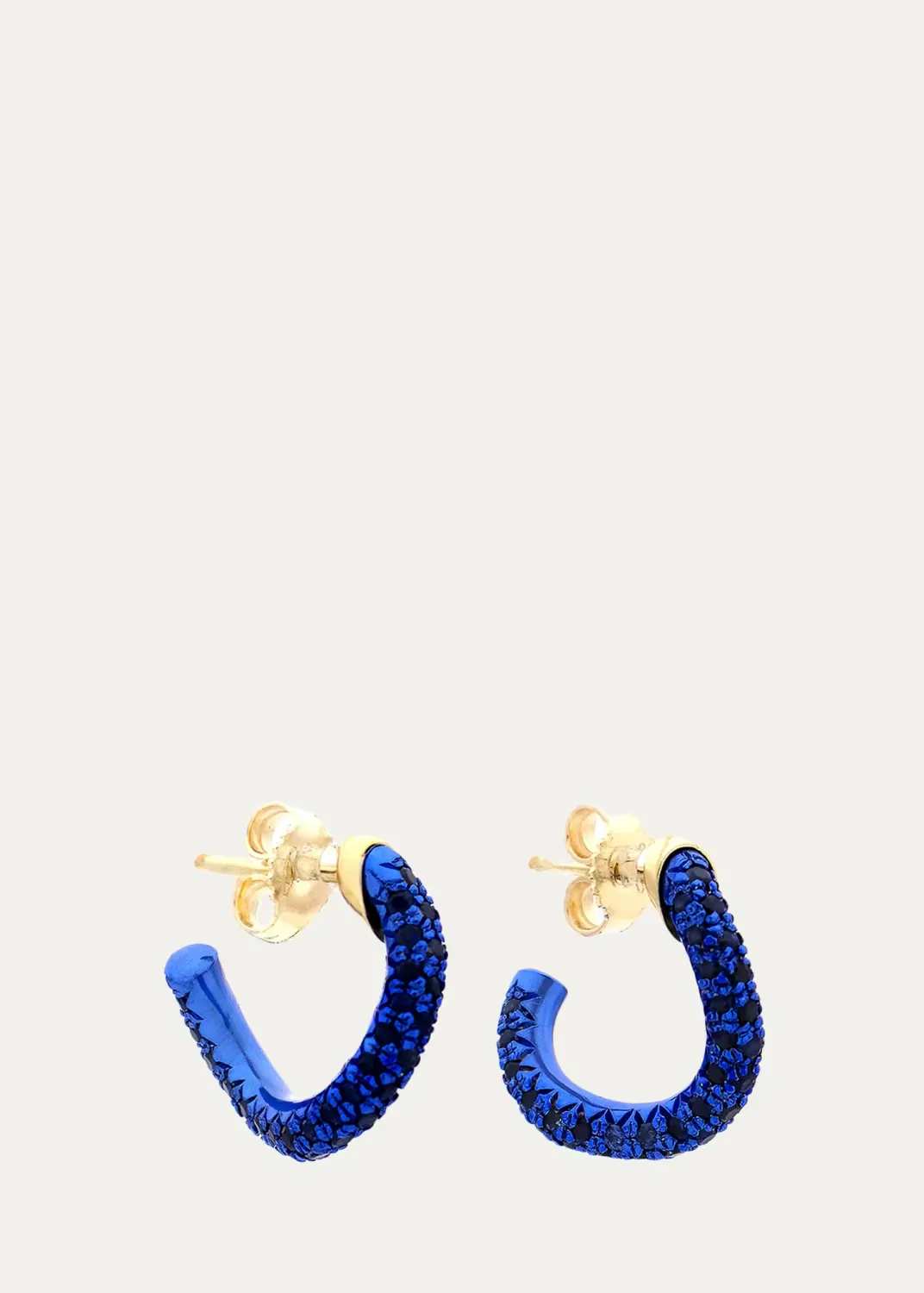 18K Yellow Gold Wave Drop Earrings with Blue Sapphires by FARAONE MENNELLA by R.F.M.A.S.