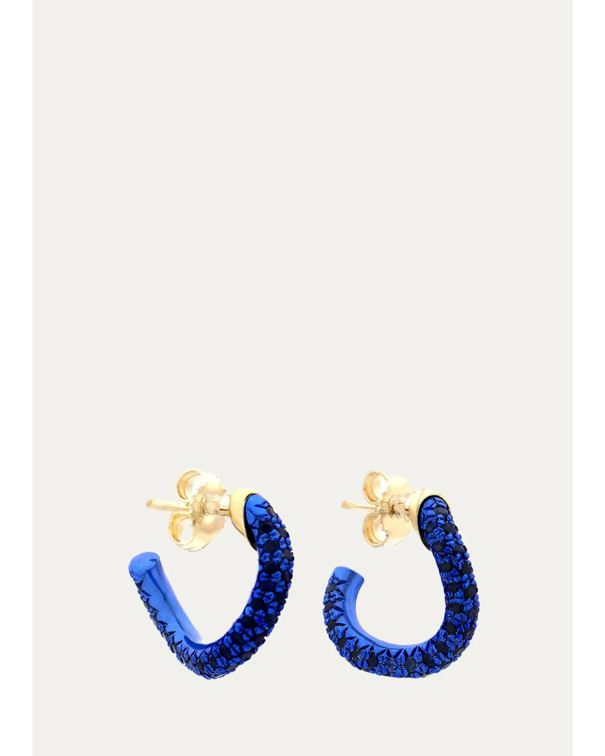 18K Yellow Gold Wave Drop Earrings with Blue Sapphires by FARAONE MENNELLA by R.F.M.A.S.