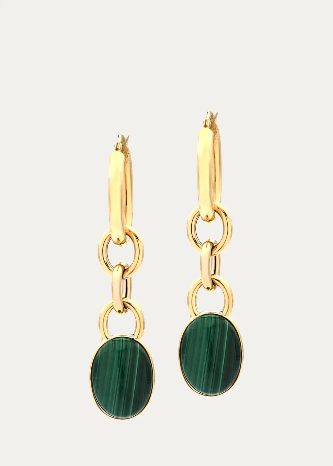 Marisa 18K Yellow Gold Drop Earrings with Malachite by FARAONE MENNELLA by R.F.M.A.S.
